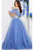 Jovani Long Periwinkle A-Line Prom Dress 24575 - Prom