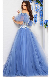 Jovani Long Periwinkle A-Line Prom Dress 24575 - Prom