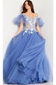 Jovani Long Periwinkle A-Line Prom Dress 24575 - Periwinkle/Multi / Prom