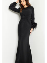 Jovani Long Sleeve Long Black Formal Dress 25898