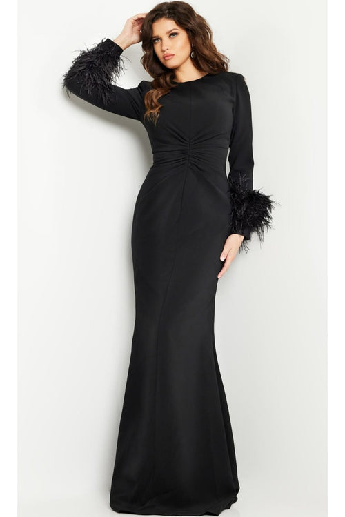 Jovani Long Sleeve Long Black Formal Dress 25898 - Black / 00 - Apparel & Accessories > Clothing > Dresses