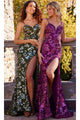 Jovani Long V-Neck Sequin-Print Prom Dress 08459 - Apparel & Accessories > Clothing > Dresses