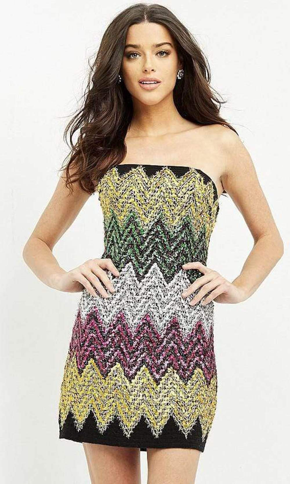 Jovani M05036 - Colorful Dress with Zigzag Embellishments - Prom