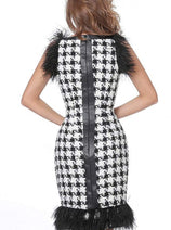 Jovani - M1045 Bateau Neck Sheath Cocktail Dress with Fringe