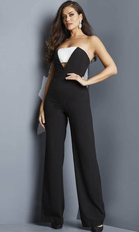 Jovani M3328 - Strapless Fitted Bodice Jumpsuit - Prom