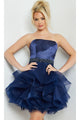 Jovani Navy Blue Short Strapless Party Dress 22901 - Navy/Navy / 00 - Apparel & Accessories > Clothing > Dresses