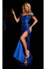 Jovani Off-Shoulder Long Sequin Prom Dress 26172 - Royal / Prom