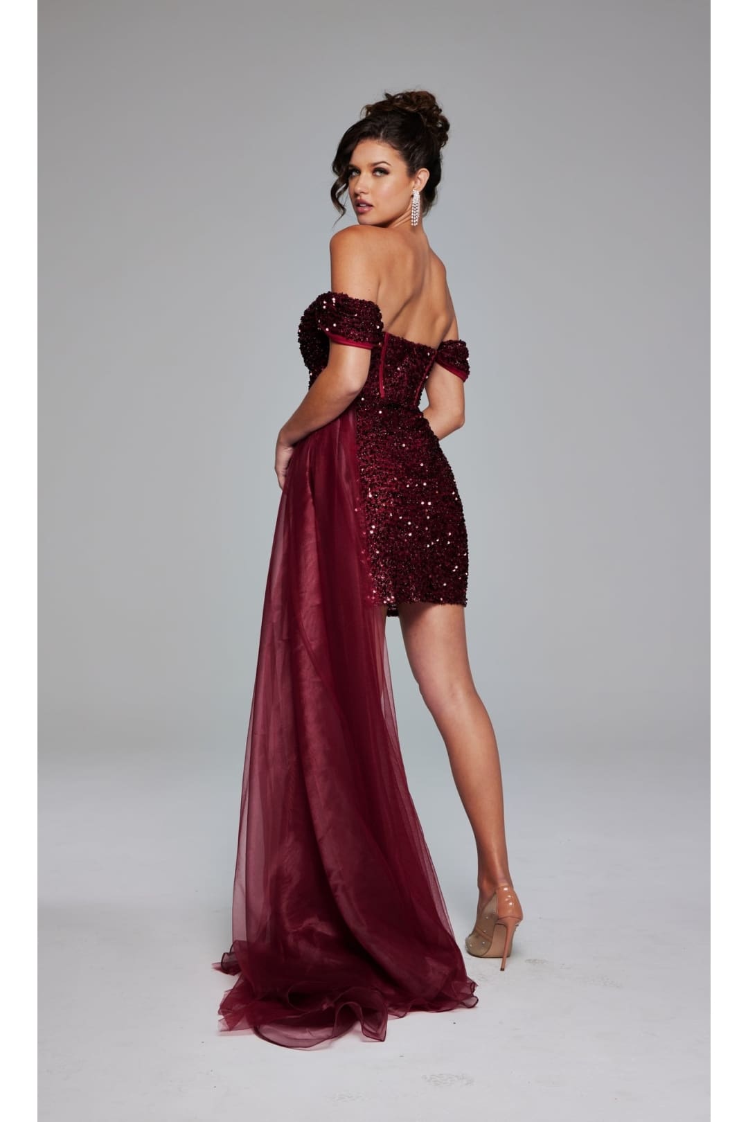 Jovani Off-Shoulder Short Sequin Hoco Dress 39632 - Apparel & Accessories > Clothing > Dresses