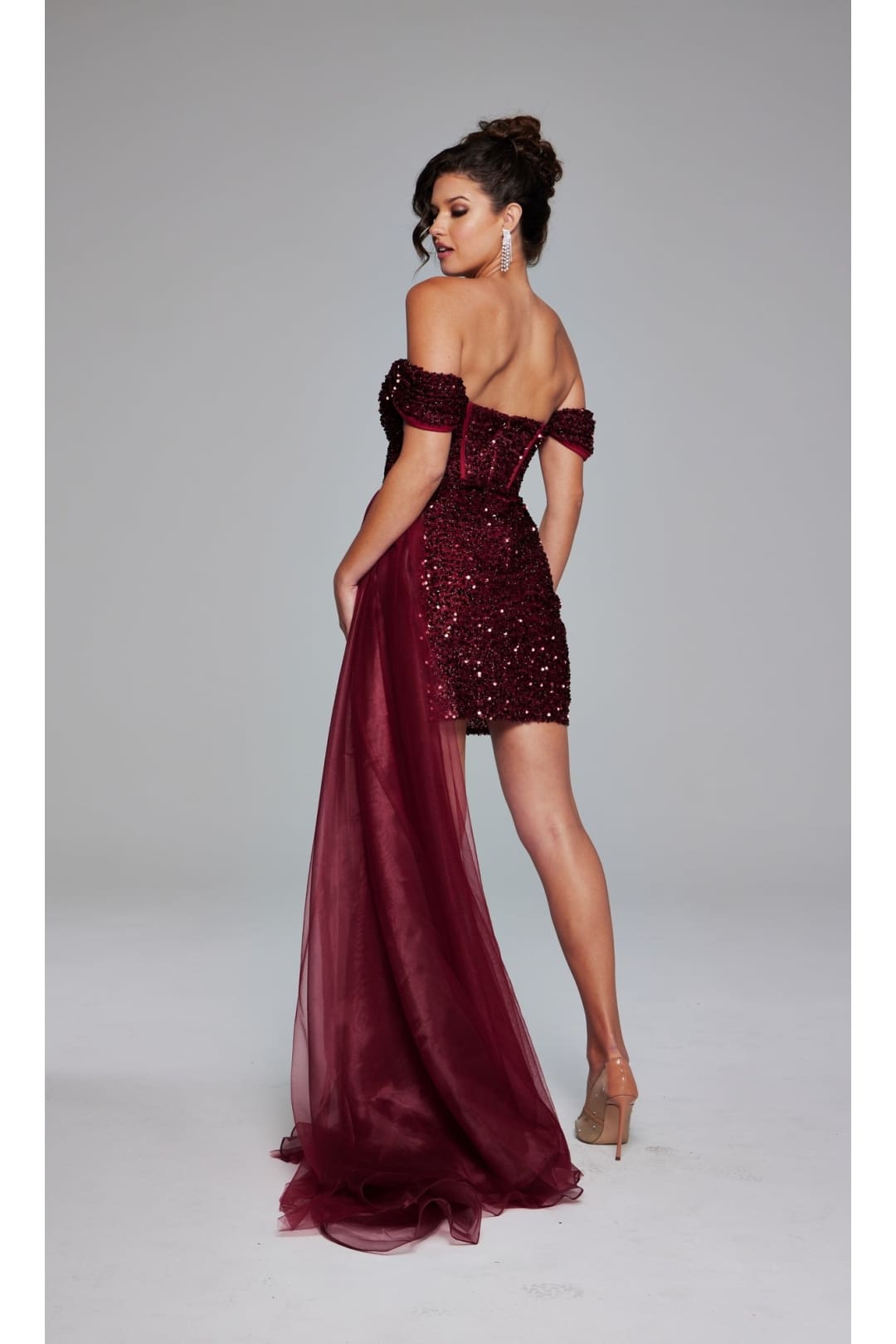 Jovani Off-Shoulder Short Sequin Hoco Dress 39632 - Apparel & Accessories > Clothing > Dresses