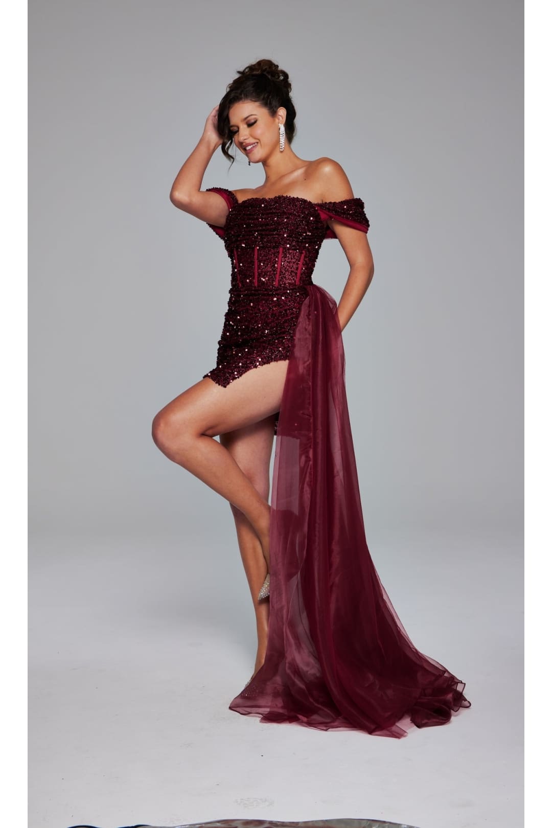 Jovani Off-Shoulder Short Sequin Hoco Dress 39632 - Apparel & Accessories > Clothing > Dresses