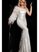 Jovani One-Shoulder Long Sequin Formal Dress 23980