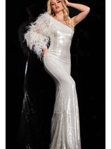 Jovani One-Shoulder Long Sequin Formal Dress 23980