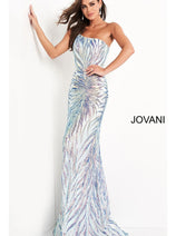 Jovani One-Shoulder Long Sequin-Print Prom Dress