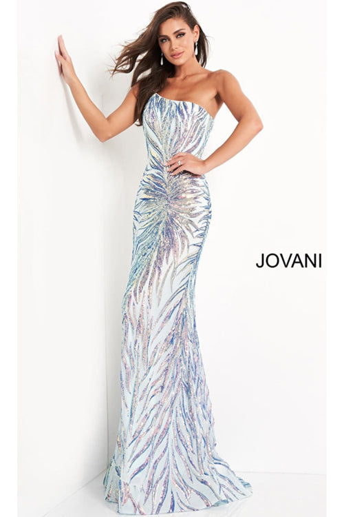 Jovani One-Shoulder Long Sequin-Print Prom Dress - Apparel & Accessories > Clothing > Dresses