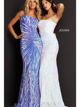 Jovani One-Shoulder Long Sequin-Print Prom Dress