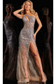 Jovani One-Shoulder Long Silver Prom Dress 07185 - Nude/Silver / Prom