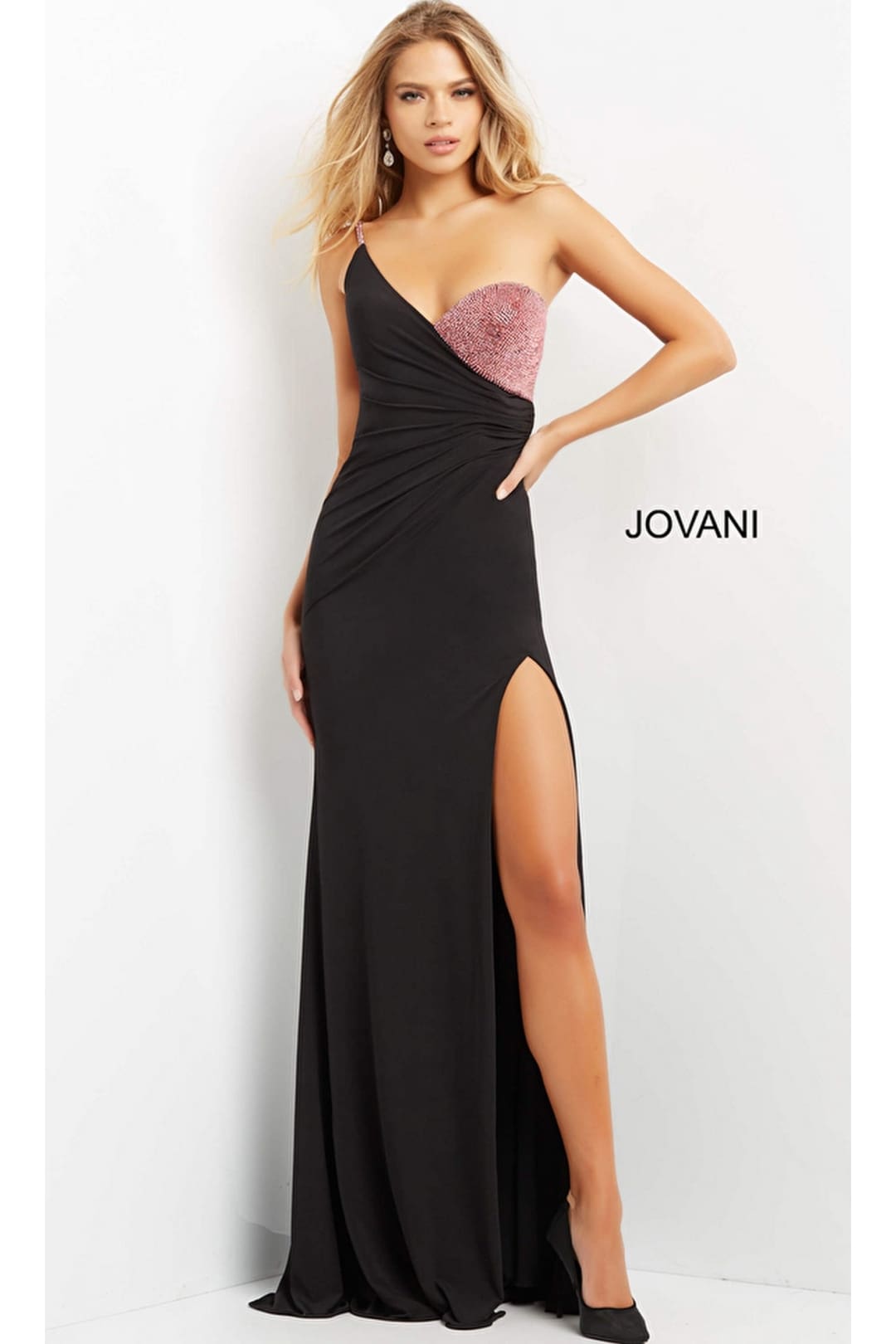 Jovani One-Shoulder Two-Tone Long Prom Dress 09021 - Apparel & Accessories > Clothing > Dresses
