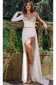 Jovani One-Sleeve Long Jersey Prom Dress 24262 - Off-White / Apparel & Accessories > Clothing > Dresses