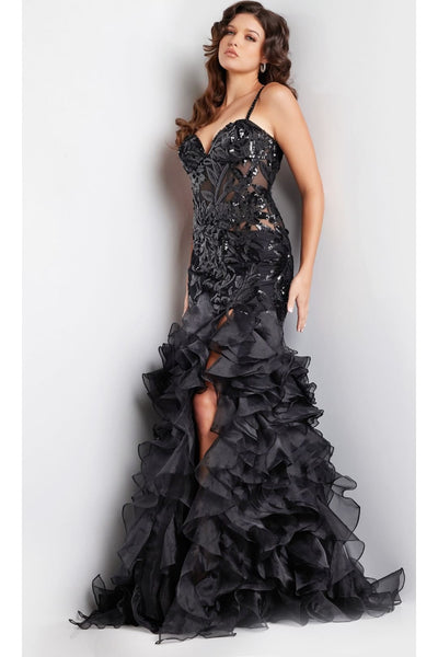 Jovani Organza-Ruffle Long Sequin Prom Dress 38358 - Apparel & Accessories > Clothing > Dresses