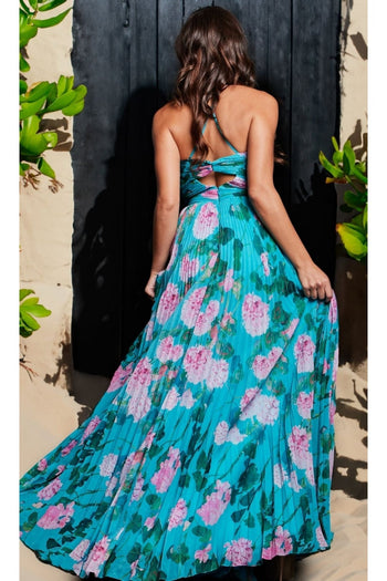 Jovani Pleated Long Floral-Print Prom Dress 38638 - Apparel & Accessories > Clothing > Dresses