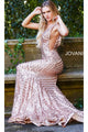 Jovani Plus-Size Mermaid Prom Dress with Sequins - Rose Gold / 16 - Prom