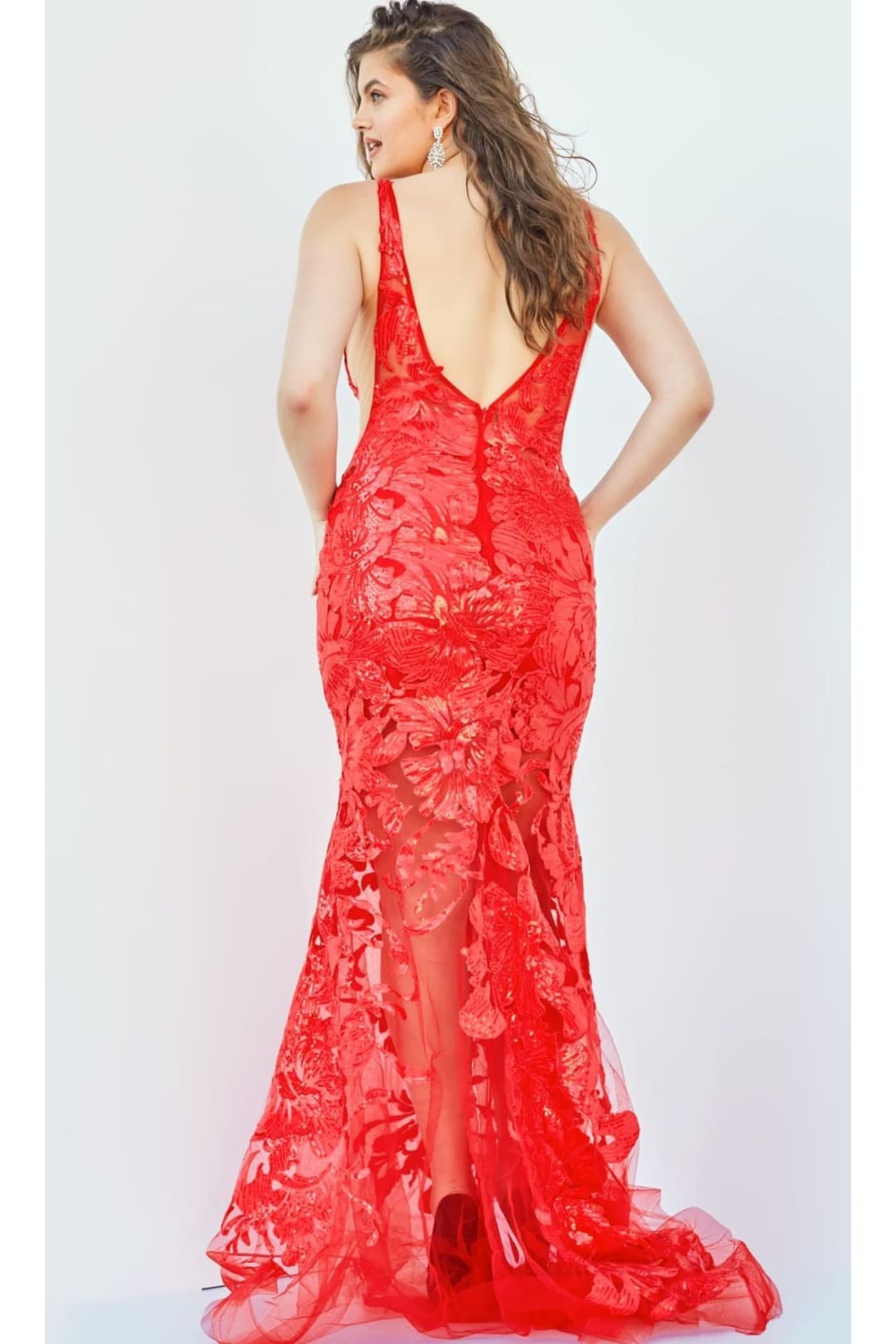 Jovani Plus-Size Sheer Prom Dress with Sequins - Prom