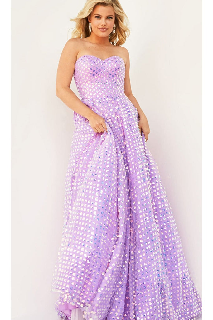 Jovani Plus-Size Strapless Long Prom Dress 08605B - Lilac / 16 - Prom