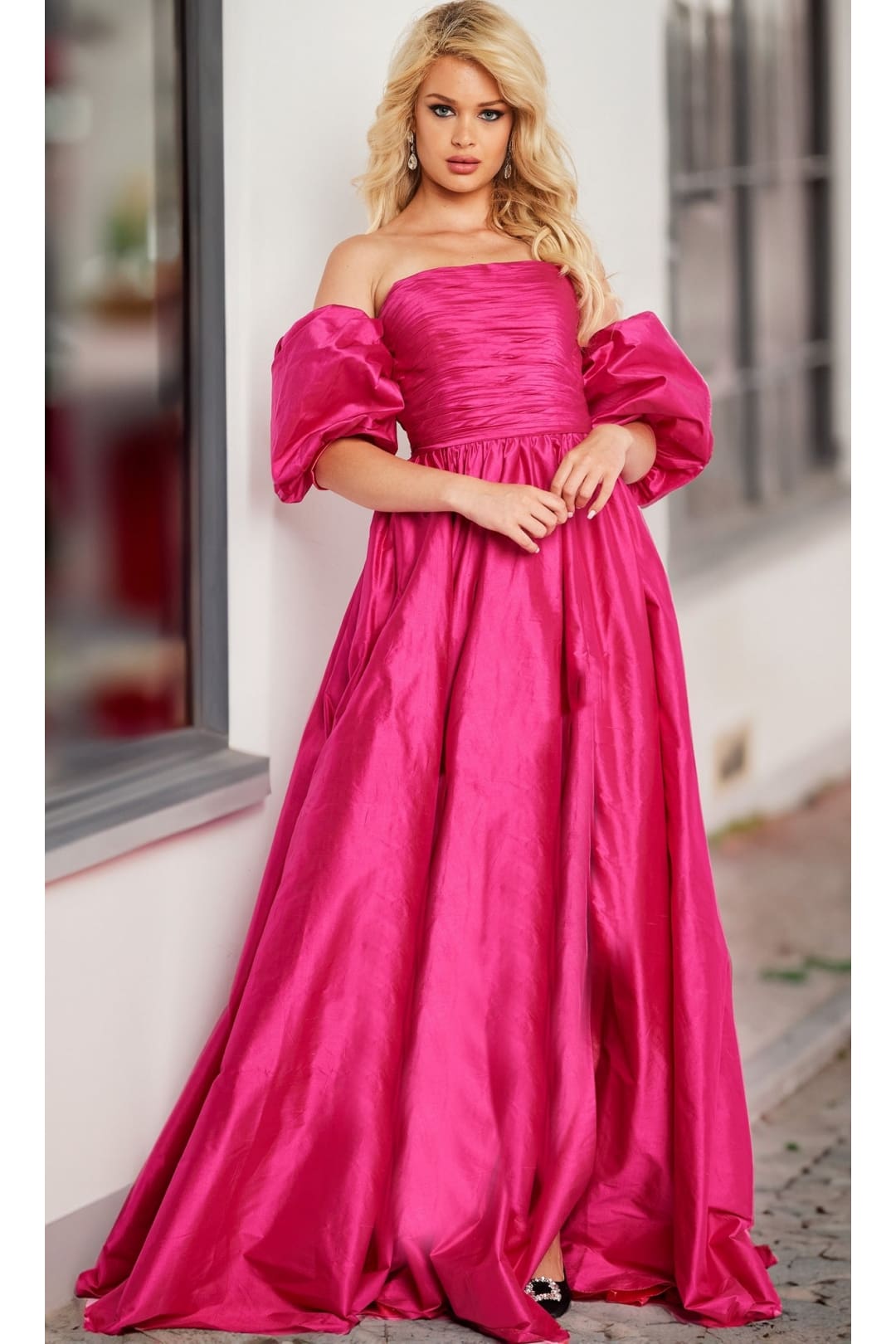 Jovani Puff-Sleeve Long Prom Ball Gown 24099 - Apparel & Accessories > Clothing > Dresses