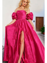 Jovani Puff-Sleeve Long Prom Ball Gown 24099