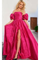 Jovani Puff-Sleeve Long Prom Ball Gown 24099 - Fuchsia / Apparel & Accessories > Clothing > Dresses