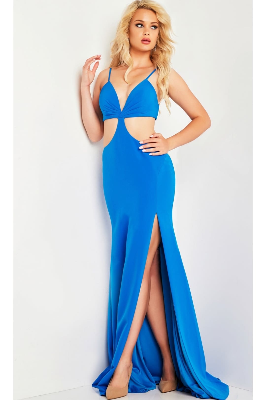 Jovani Royal Blue Long Cut-Out Prom Dress 23829 - Prom