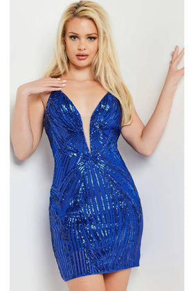 Jovani Royal Blue Short Sequin Party Dress 36783