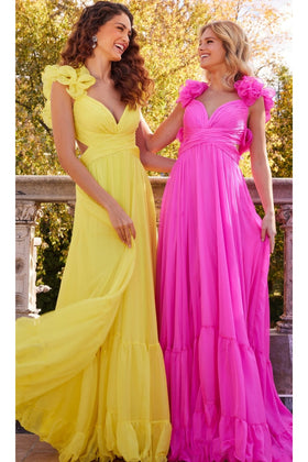 Jovani Ruffled-Bodice Long Tiered Prom Dress 23322