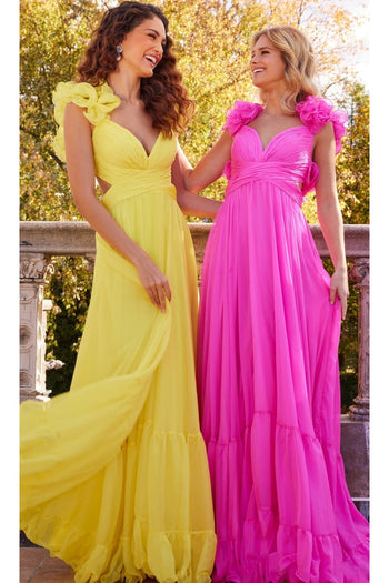 Jovani Ruffled-Bodice Long Tiered Prom Dress 23322 - Apparel & Accessories > Clothing > Dresses