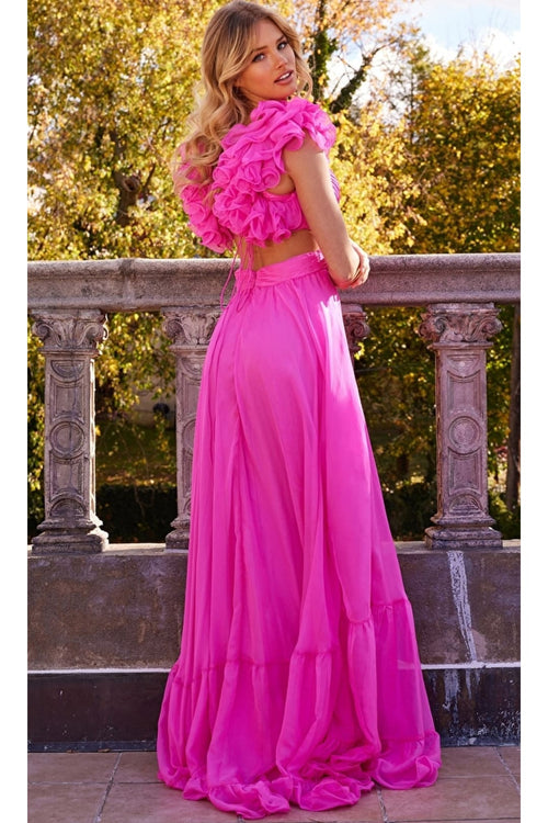 Jovani Ruffled-Bodice Long Tiered Prom Dress 23322 - Apparel & Accessories > Clothing > Dresses