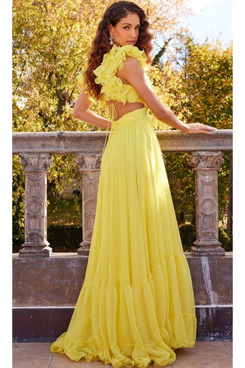 Jovani Ruffled-Bodice Long Tiered Prom Dress 23322 - Apparel & Accessories > Clothing > Dresses