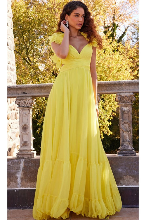 Jovani Ruffled-Bodice Long Tiered Prom Dress 23322 - Apparel & Accessories > Clothing > Dresses