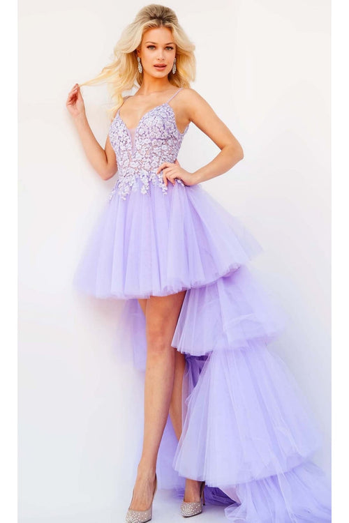 Jovani Ruffled High-Low Prom Dress 07263 - Lilac / Prom