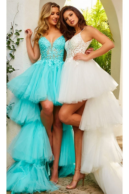 Jovani Ruffled High-Low Prom Dress 07263 - Mint / Prom