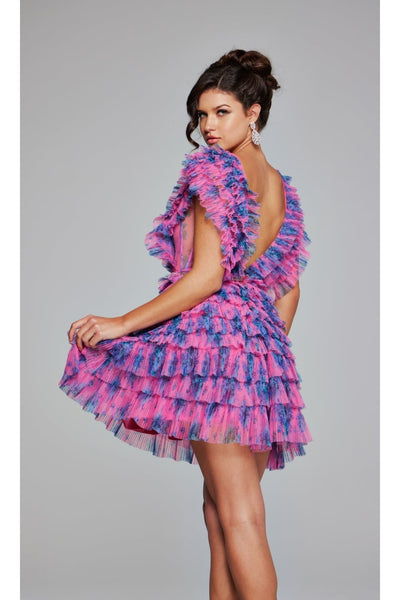 Jovani Ruffled Short Print Homecoming Dress 50069 - Apparel & Accessories > Clothing > Dresses