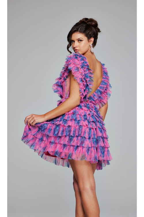 Jovani Ruffled Short Print Homecoming Dress 50069 - Apparel & Accessories > Clothing > Dresses