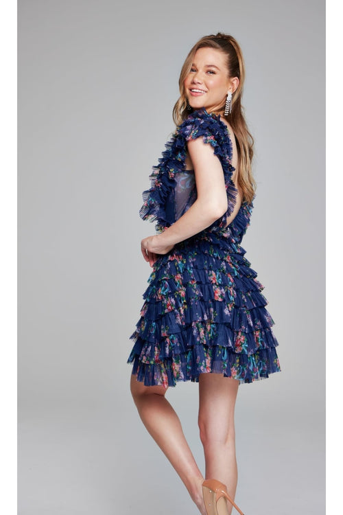Jovani Ruffled Short Print Homecoming Dress 50069 - Apparel & Accessories > Clothing > Dresses