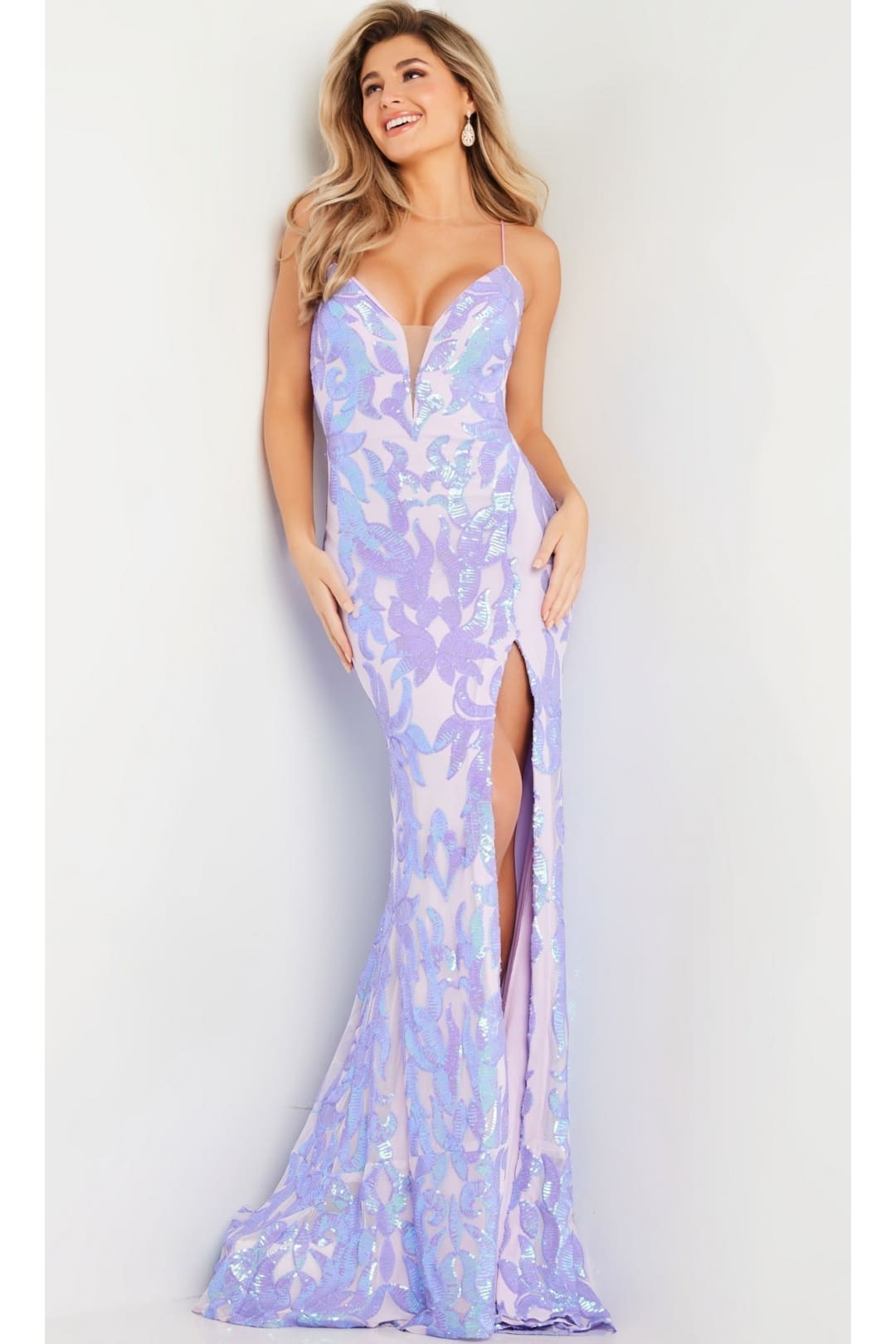 Jovani Sequin-Print Sexy Long Prom Dress 08235 - Apparel & Accessories > Clothing > Dresses