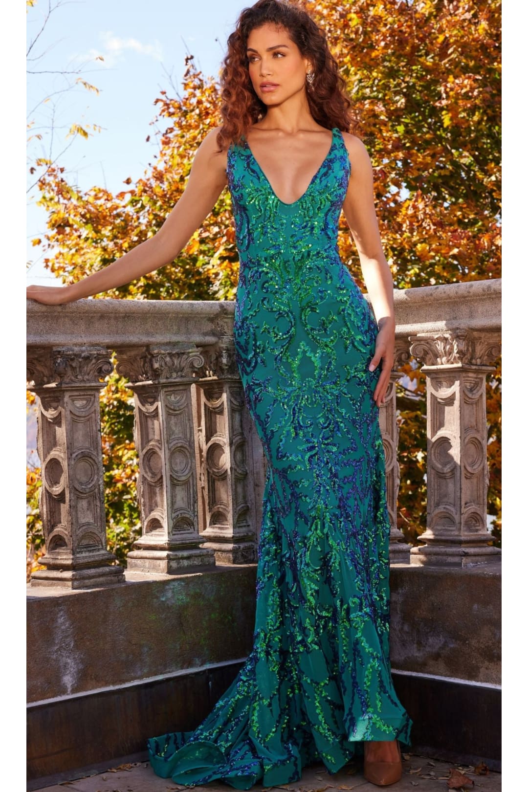 Jovani Sequin Prom Dress with Plunging Neckline - Apparel & Accessories > Clothing > Dresses