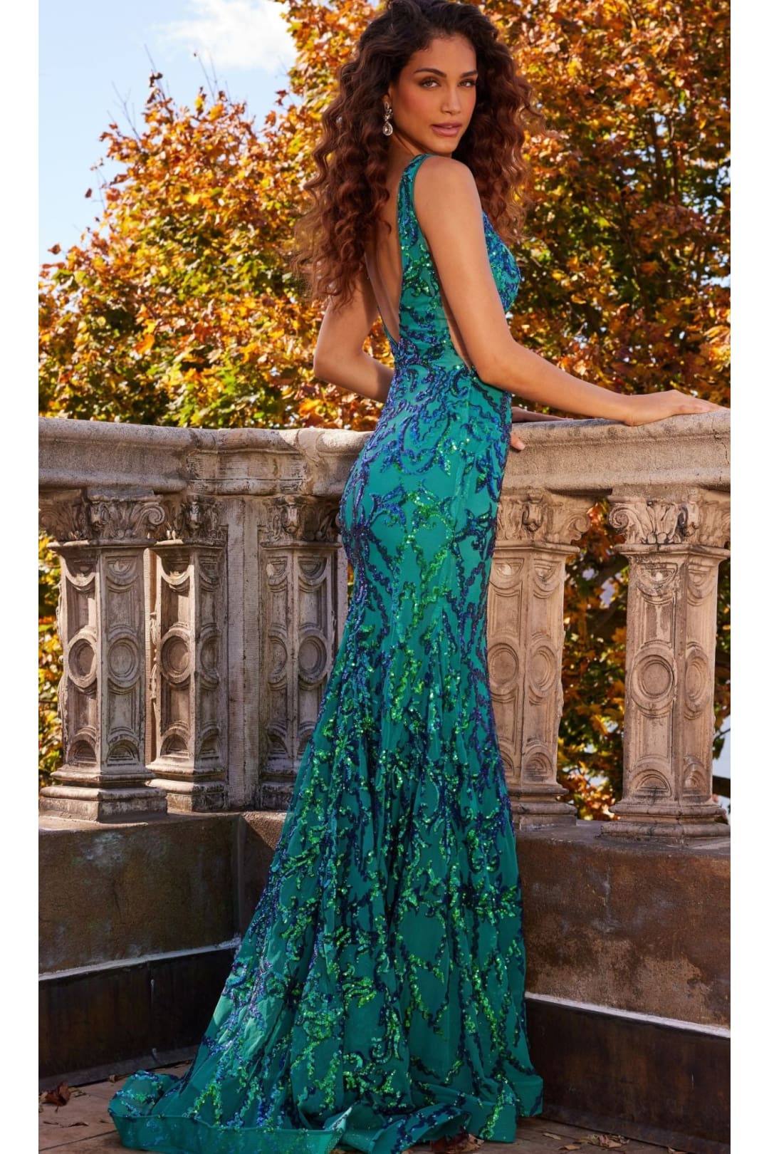 Jovani Sequin Prom Dress with Plunging Neckline - Apparel & Accessories > Clothing > Dresses