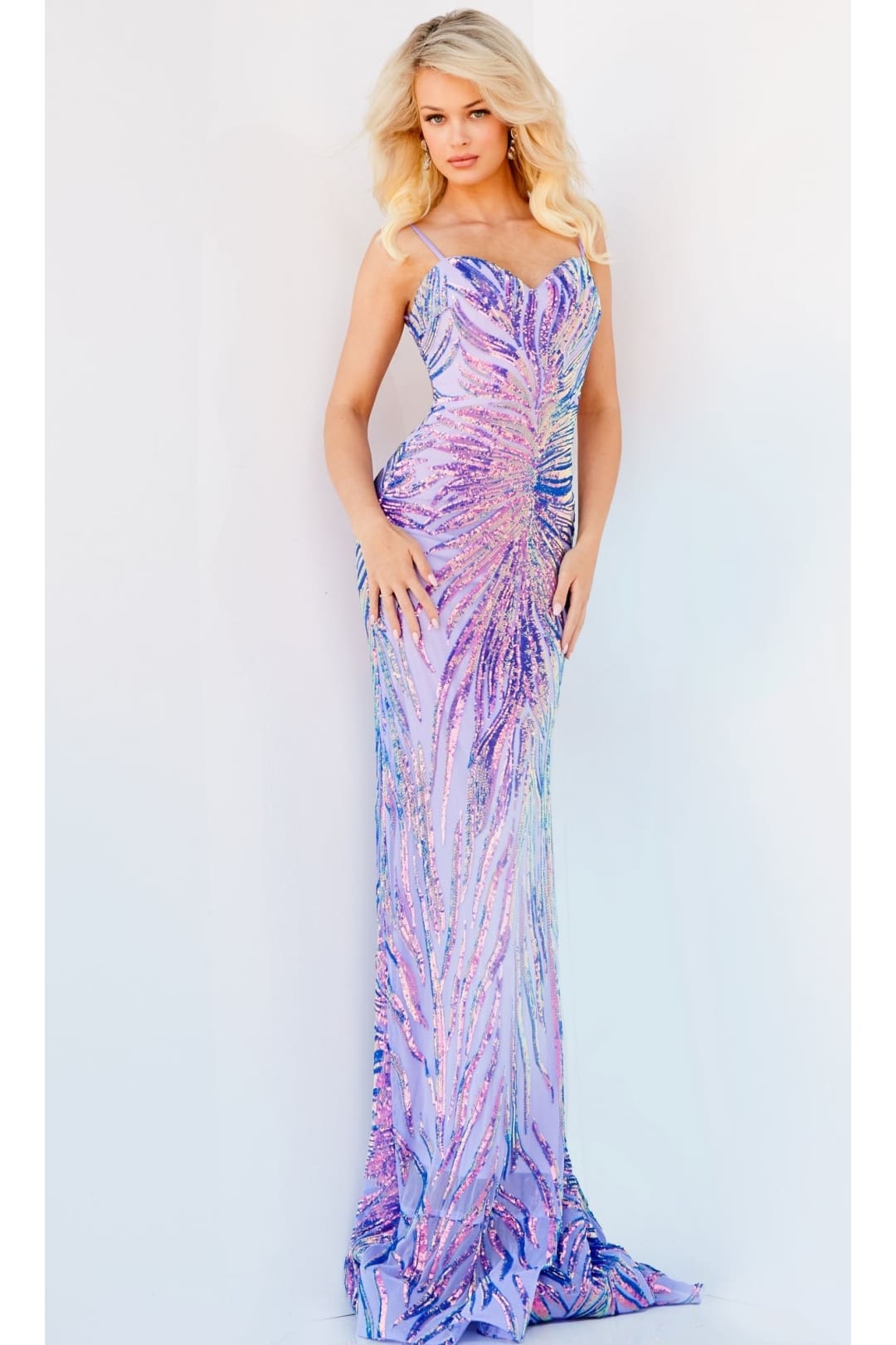 Jovani Sequin-Stripe Long Prom Dress 08481 - Apparel & Accessories > Clothing > Dresses