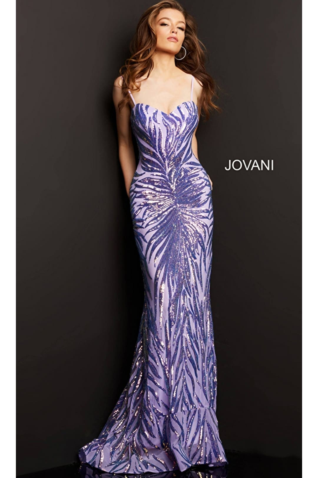 Jovani Sequin-Stripe Long Prom Dress 08481 - Iridescent Purple / Apparel & Accessories > Clothing > Dresses