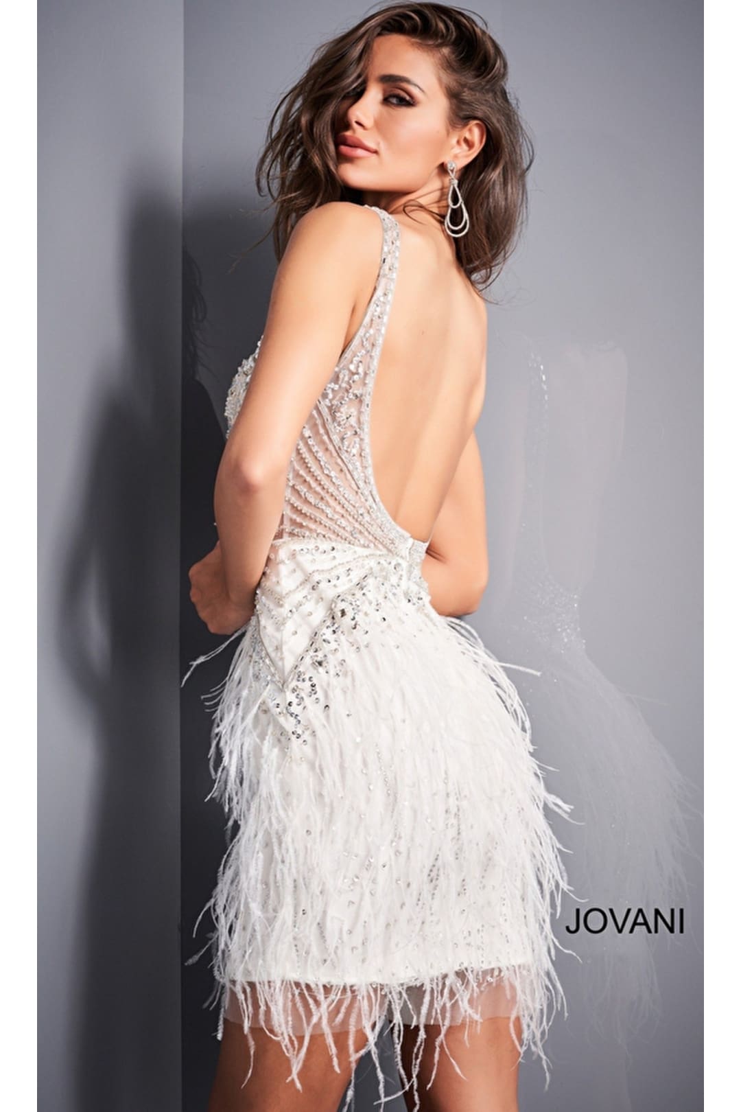 Jovani Short Feathered Prom Dress 04042 - Apparel & Accessories > Clothing > Dresses