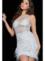 Jovani Short Party Dress with Feathers 22334