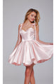 Jovani Shoulder-Tie Short Pleated Hoco Dress 42342 - Blush / 00 - Apparel & Accessories > Clothing > Dresses